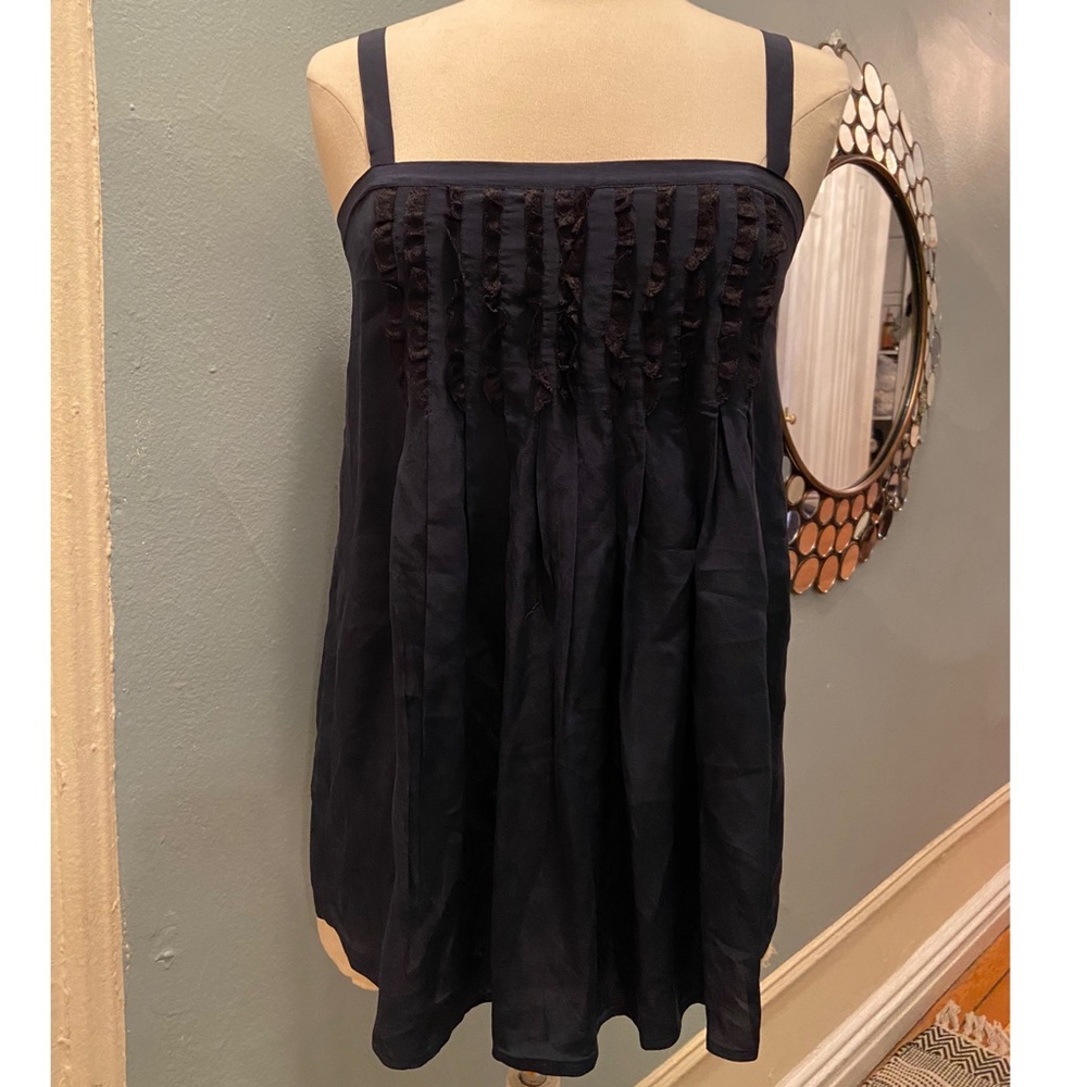 Paul & Joe Silk Midnight Blue Ruffle Lace Camisole